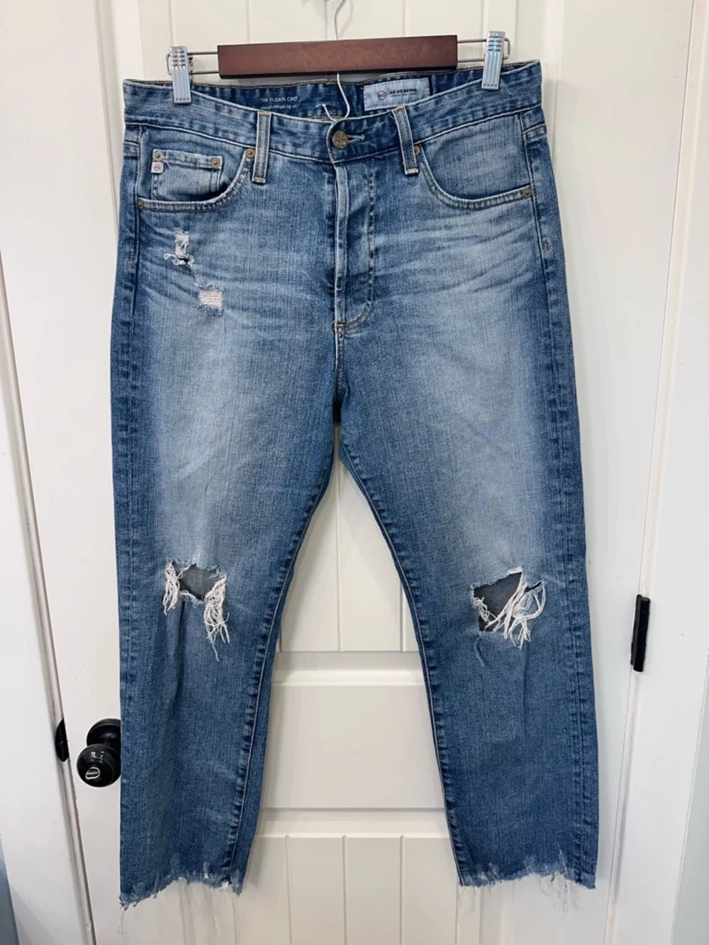 AG Adriano Goldschmied The Sloan Vintage Straight Leg Crop Distressed Jeans29 - Picture 4 of 10
